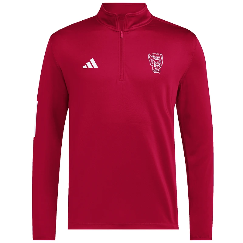Veste de golf demi-zippée adidas NC State Wolfpack Strategy rouge pour homme