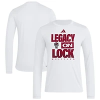 T-shirt à manches longues adidas blanc NC State Wolfpack Legacy On Lock pour homme