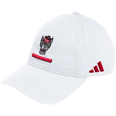 Men's adidas White NC State Wolfpack Locker Room Adjustable Slouch Hat