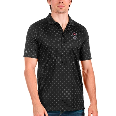 Men's Antigua Black/Steel NC State Wolfpack Spark Polo