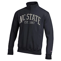 Men's Champion  Black NC State Wolfpack Powerblend Quarter-Zip Pullover