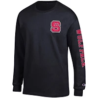 T-shirt à manches longues Champion NC State Wolfpack Team Stack noir pour homme