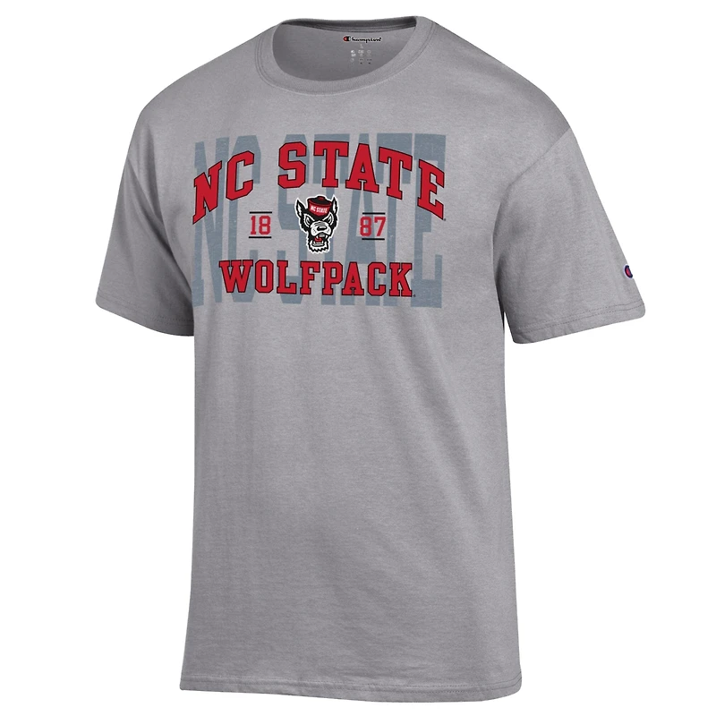 Men's Champion Heather Gray NC State Wolfpack Varsity T-Shirt