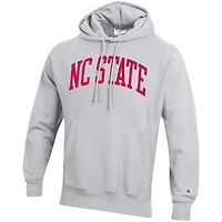 Sweat à capuche Champion NC State Wolfpack Team Arch Reverse Weave gris chiné pour homme