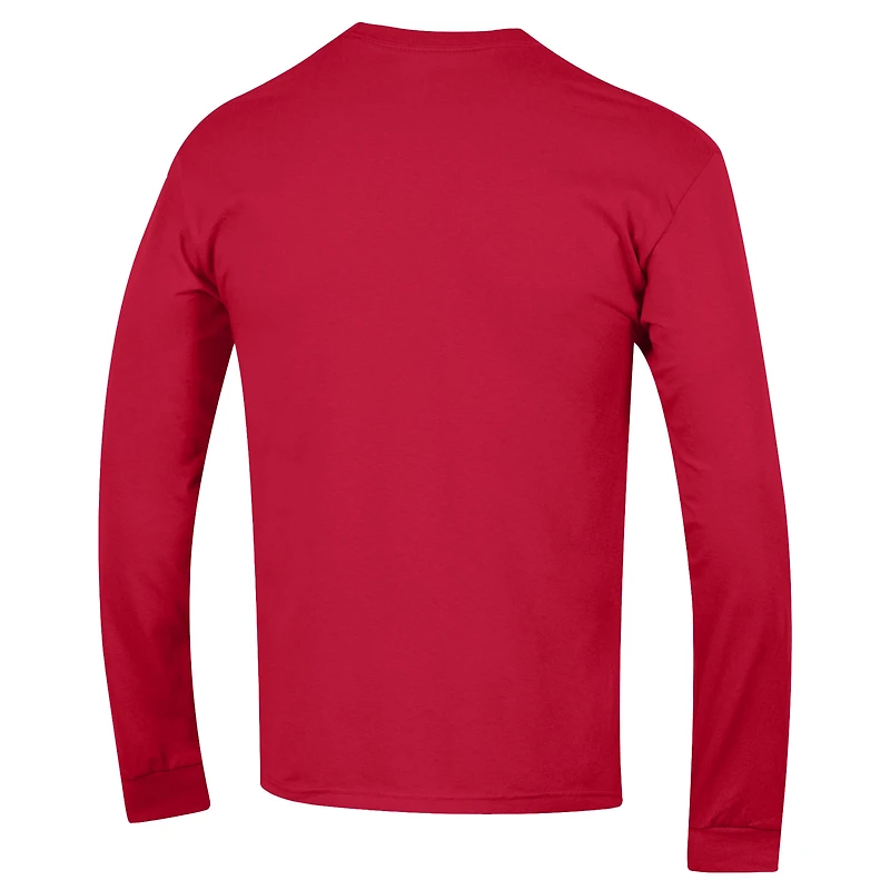 Men's Champion  Red NC State Wolfpack Arch Over Logo 2-Hit Long Sleeve T-Shirt