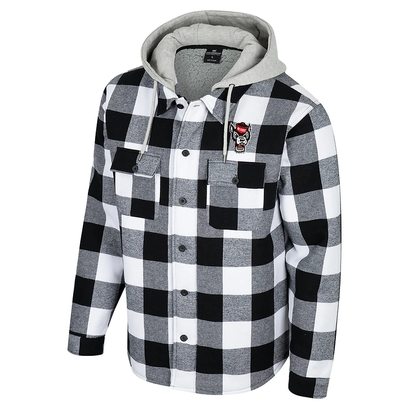 Men's Colosseum Black/White NC State Wolfpack Buffalo Plaid Full-Zip Jacket