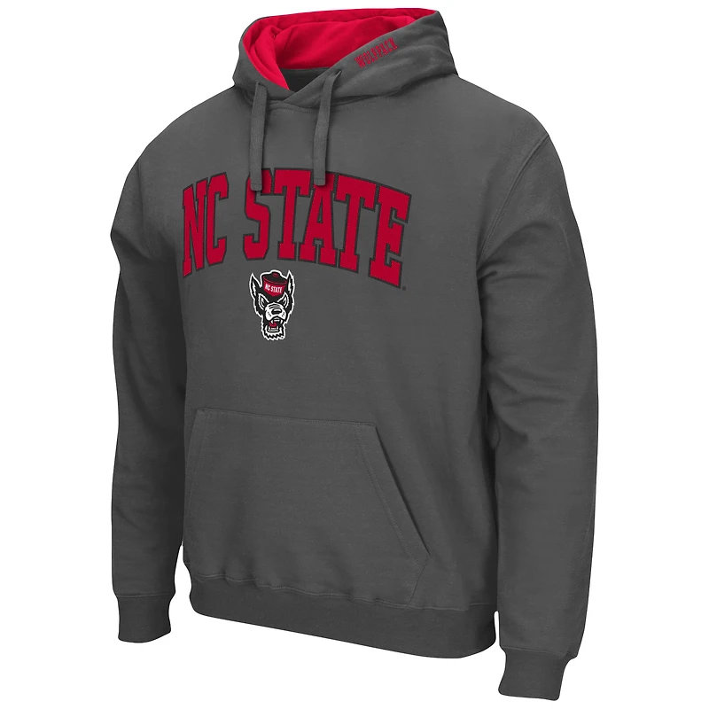 Men's Colosseum Charcoal NC State Wolfpack Arch & Logo 3.0 Pullover Hoodie