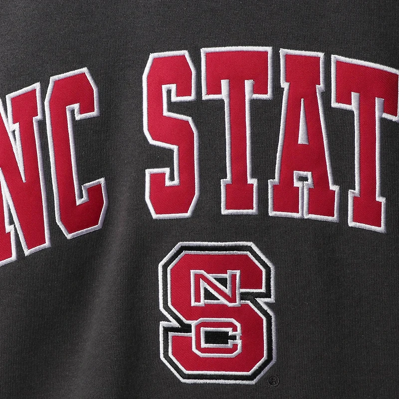 Men's Colosseum Charcoal NC State Wolfpack Arch & Logo Crew Neck Sweatshirt