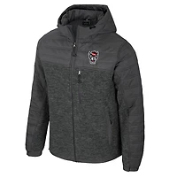 Doudoune à capuche zippée pour homme Colosseum Charcoal NC State Wolfpack Nightman