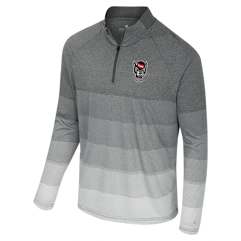 Men's Colosseum  Gray NC State Wolfpack AI Striped Mesh Quarter-Zip Raglan Windshirt