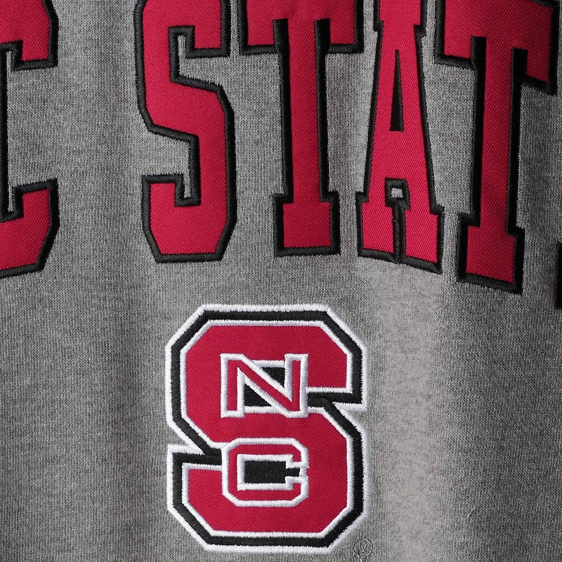 Colosseum Heather Grey Sweat-shirt à col rond avec arc et logo NC State Wolfpack pour homme