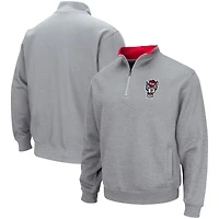 Veste à col zippé Colosseum pour homme, gris chiné, logo de l'équipe NC State Wolfpack Tortugas