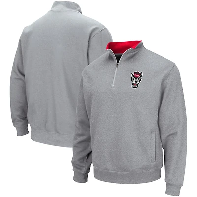 Veste à col zippé Colosseum pour homme, gris chiné, logo de l'équipe NC State Wolfpack Tortugas