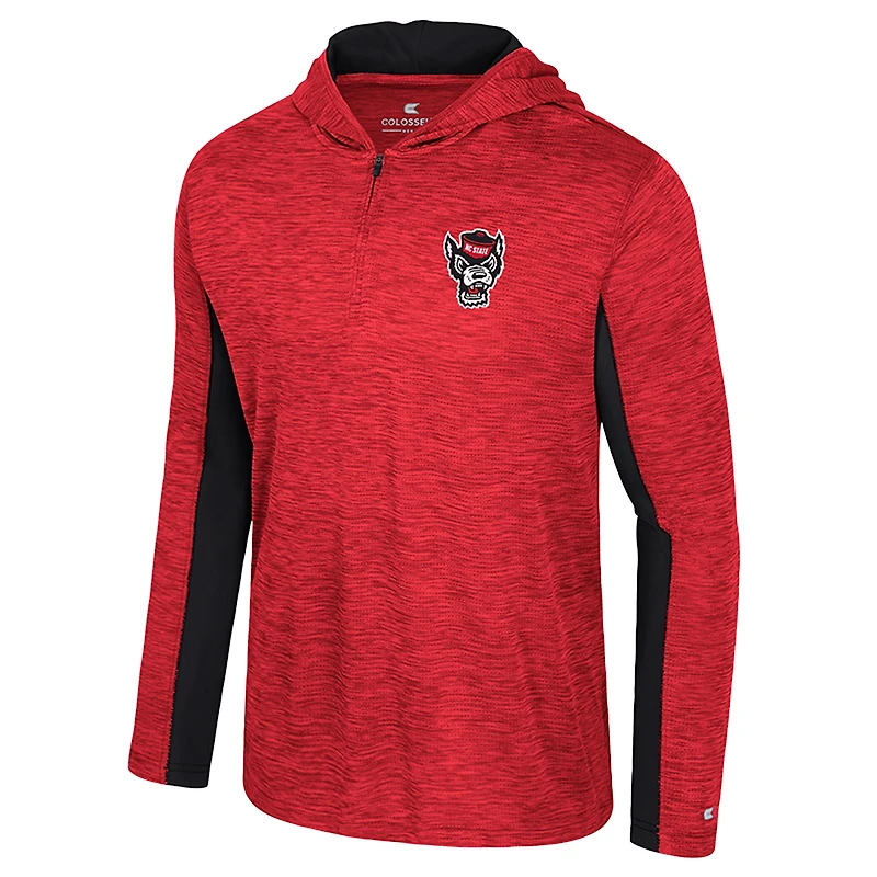 Men's Colosseum Red NC State Wolfpack Always Sunny Quarter-Zip Hoodie