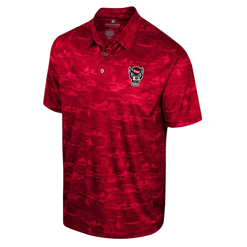 Men's Colosseum Red NC State Wolfpack Daly Print Polo