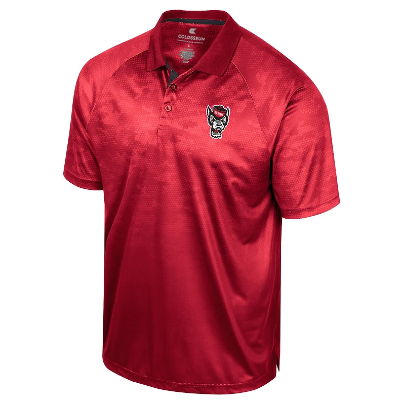Polo à manches raglan en nid d'abeille Colosseum Red NC State Wolfpack pour homme