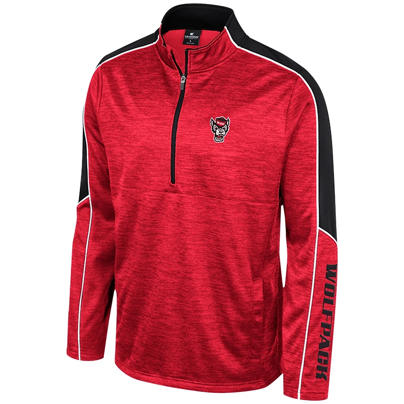 Men's Colosseum Red NC State Wolfpack Marled Half-Zip Jacket