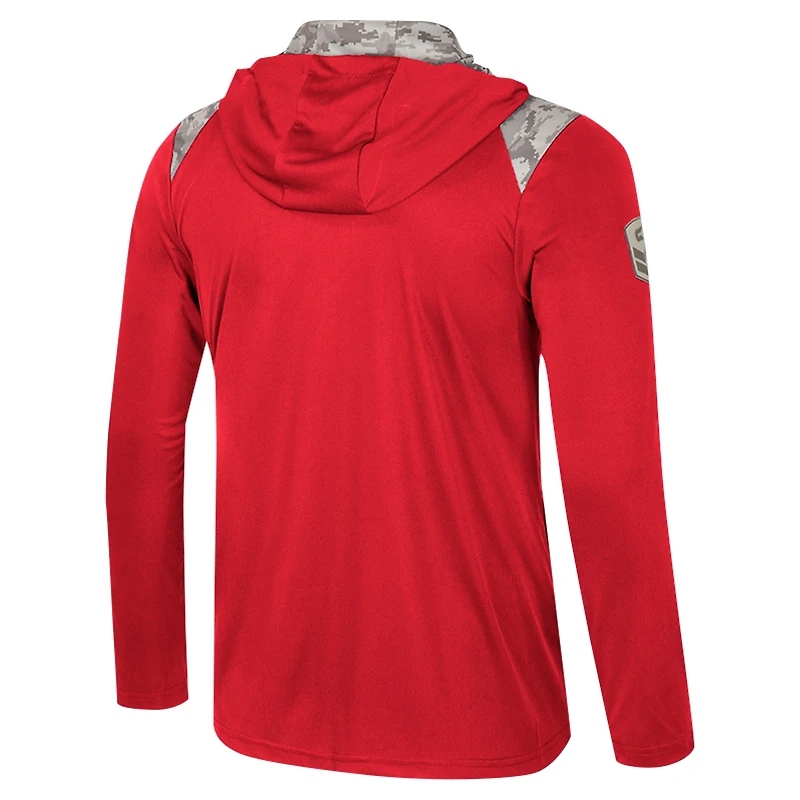 Men's Colosseum Red NC State Wolfpack OHT Military Appreciation Quarter-Zip Hoodie Jacket