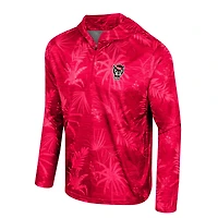 Haut à capuche léger imprimé Colosseum Red NC State Wolfpack Palms avec fermeture éclair sur un quart pour homme