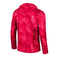Haut à capuche léger imprimé Colosseum Red NC State Wolfpack Palms avec fermeture éclair sur un quart pour homme