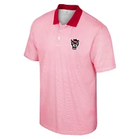 Men's Colosseum White/Red NC State Wolfpack Print Stripe Polo