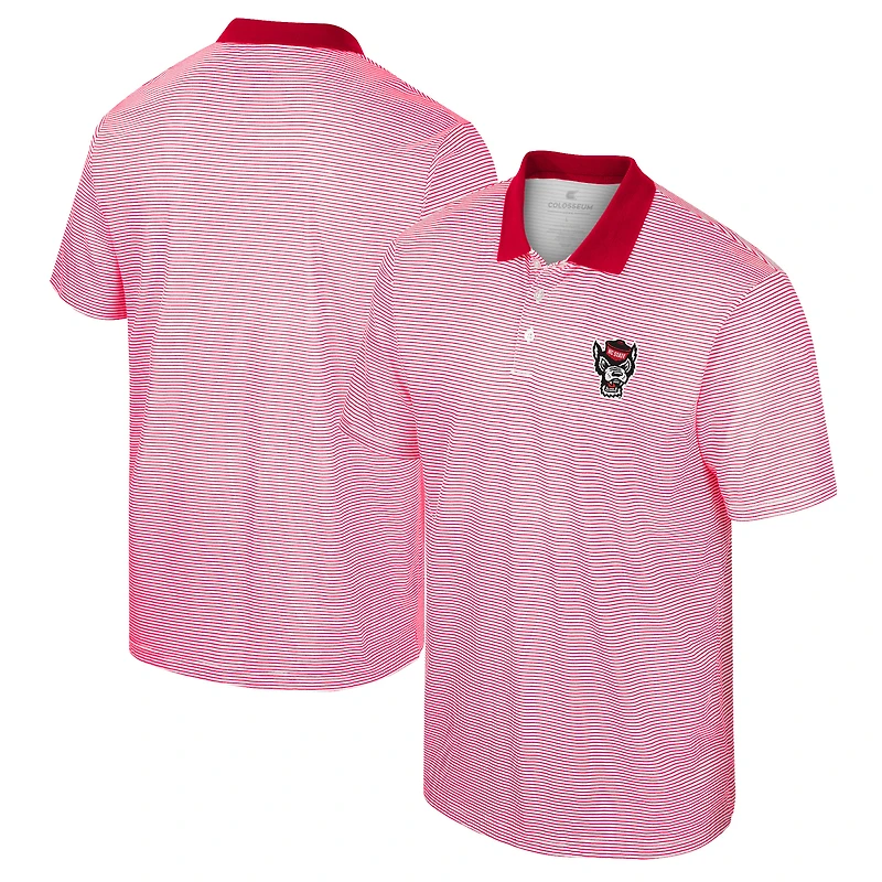 Men's Colosseum White/Red NC State Wolfpack Print Stripe Polo
