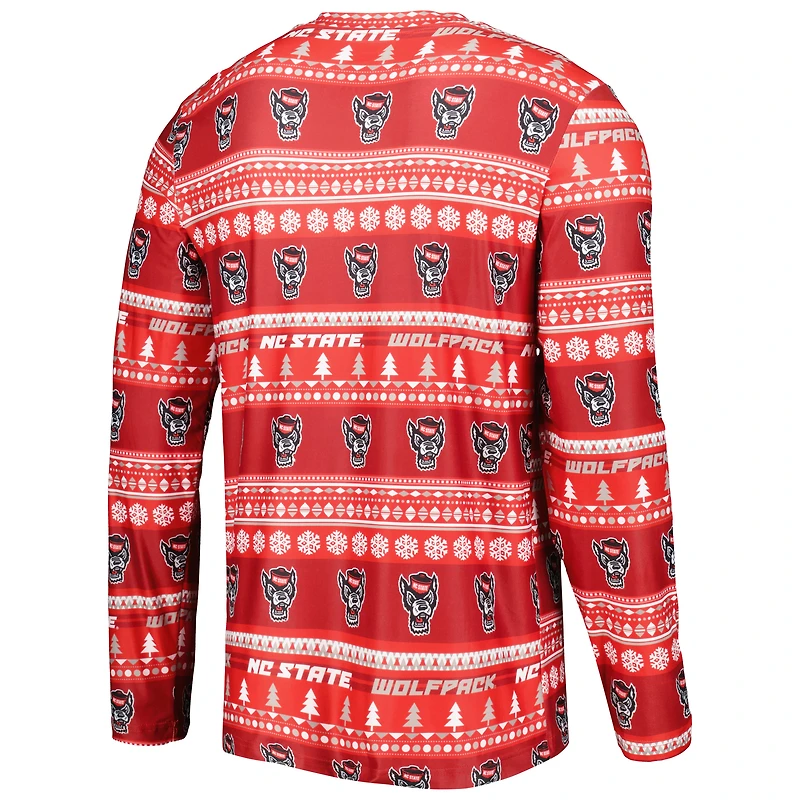 Ensemble de nuit pour homme Concepts Sport Red NC State Wolfpack Swivel avec haut à manches longues et pantalon