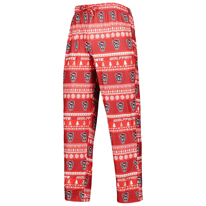 Ensemble de nuit pour homme Concepts Sport Red NC State Wolfpack Swivel avec haut à manches longues et pantalon