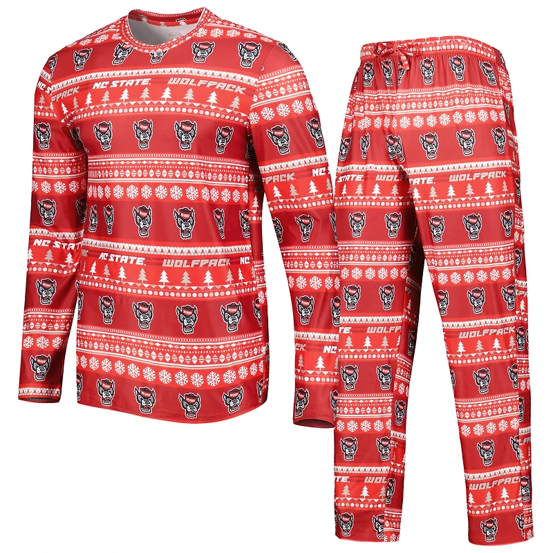 Ensemble de nuit pour homme Concepts Sport Red NC State Wolfpack Swivel avec haut à manches longues et pantalon