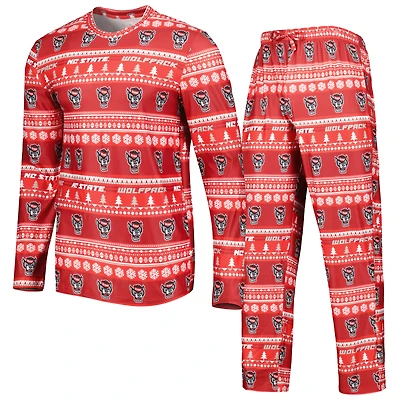 Ensemble de nuit pour homme Concepts Sport Red NC State Wolfpack Swivel avec haut à manches longues et pantalon