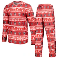 Ensemble de nuit pour homme Concepts Sport Red NC State Wolfpack Swivel avec haut à manches longues et pantalon
