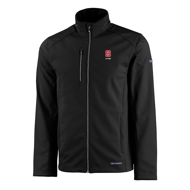 Men's Cutter & Buck  Black NC State Wolfpack Alumni Logo Evoke Eco Softshell Recycled Full-Zip Jacket