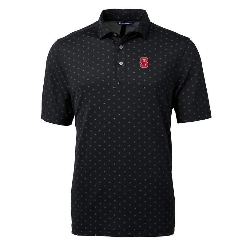 Men's Cutter & Buck Black NC State Wolfpack Big Tall Virtue Eco Pique Tile Print Recycled Polo