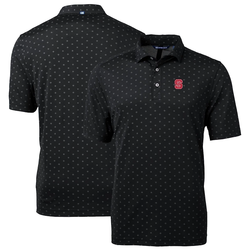 Men's Cutter & Buck Black NC State Wolfpack Big Tall Virtue Eco Pique Tile Print Recycled Polo