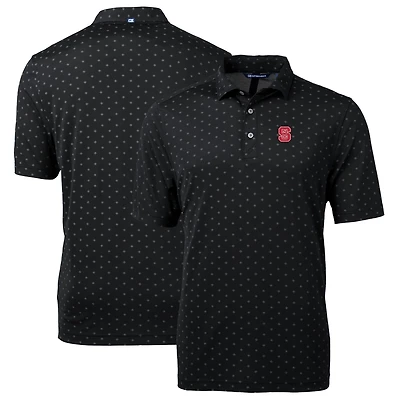 Men's Cutter & Buck Black NC State Wolfpack Big Tall Virtue Eco Pique Tile Print Recycled Polo