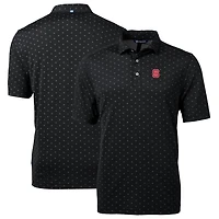Men's Cutter & Buck Black NC State Wolfpack Big Tall Virtue Eco Pique Tile Print Recycled Polo