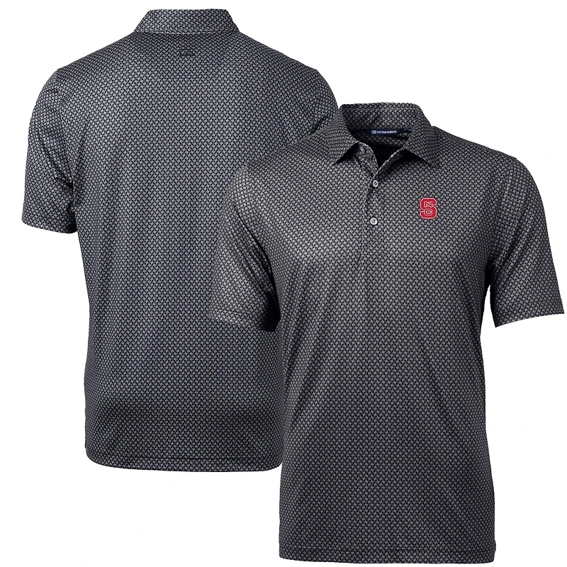 Polo noir à imprimé bannière Pike des Wolfpack de l'État Caroline du Nord pour homme, Cutter & Buck