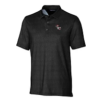 Polo extensible noir pour homme Cutter & Buck avec logo de l'équipe principale NC State Wolfpack Pike Micro Floral