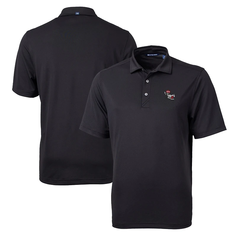 Polo Cutter & Buck noir pour homme NC State Wolfpack Team, grandes tailles, en piqué écologique recyclé Virtue.