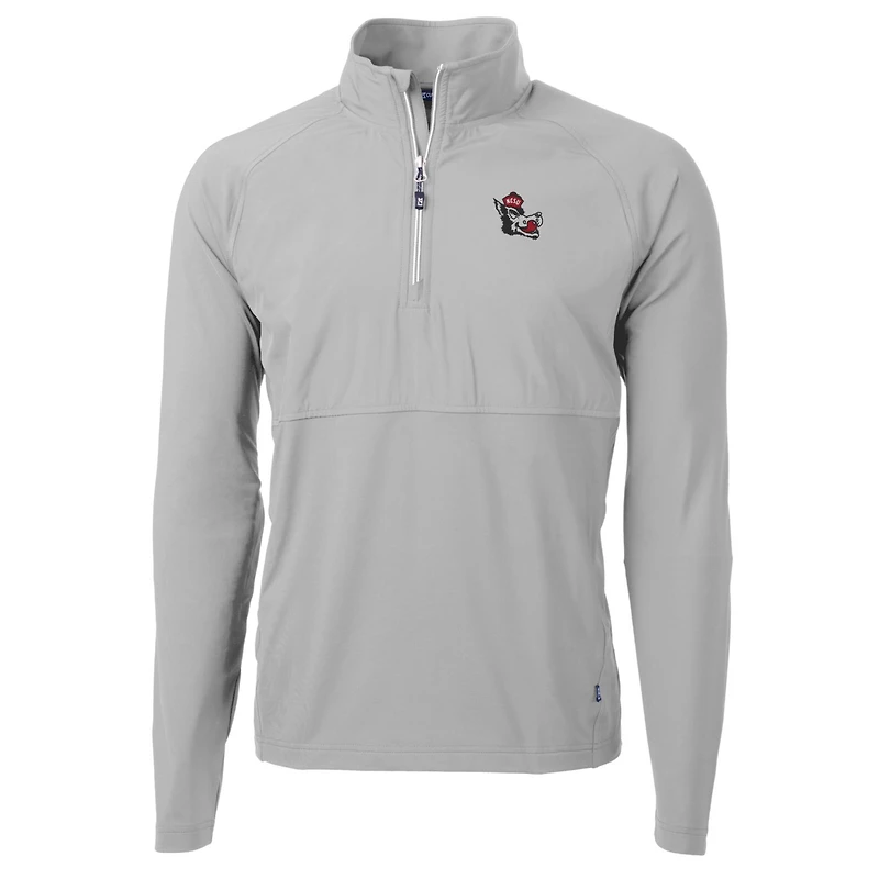 Men's Cutter & Buck Gray NC State Wolfpack Adapt Eco Knit Hybrid Recycled Quarter-Zip Pullover Top