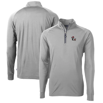 Men's Cutter & Buck Gray NC State Wolfpack Adapt Eco Knit Stretch Recycled Big Tall Quarter-Zip Pullover Top