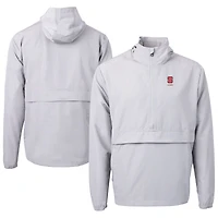 Men's Cutter & Buck  Gray NC State Wolfpack Alumni Logo Charter Eco Knit Recycled Anorak Half-Zip Jacket