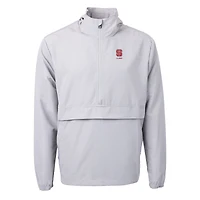 Men's Cutter & Buck  Gray NC State Wolfpack Alumni Logo Charter Eco Knit Recycled Anorak Half-Zip Jacket