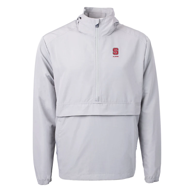 Men's Cutter & Buck Gray NC State Wolfpack Alumni Logo Charter Eco Knit Recycled Anorak Half-Zip Jacket