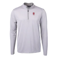 Men's Cutter & Buck  Gray NC State Wolfpack Alumni Logo DryTec Virtue Eco Pique Micro Stripe Recycled Quarter-Zip Pullover Top