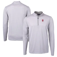 Men's Cutter & Buck  Gray NC State Wolfpack Alumni Logo DryTec Virtue Eco Pique Micro Stripe Recycled Quarter-Zip Pullover Top