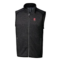 Men's Cutter & Buck  Heather Charcoal NC State Wolfpack Alumni Logo Mainsail Sweater Knit Fleece Full-Zip Vest