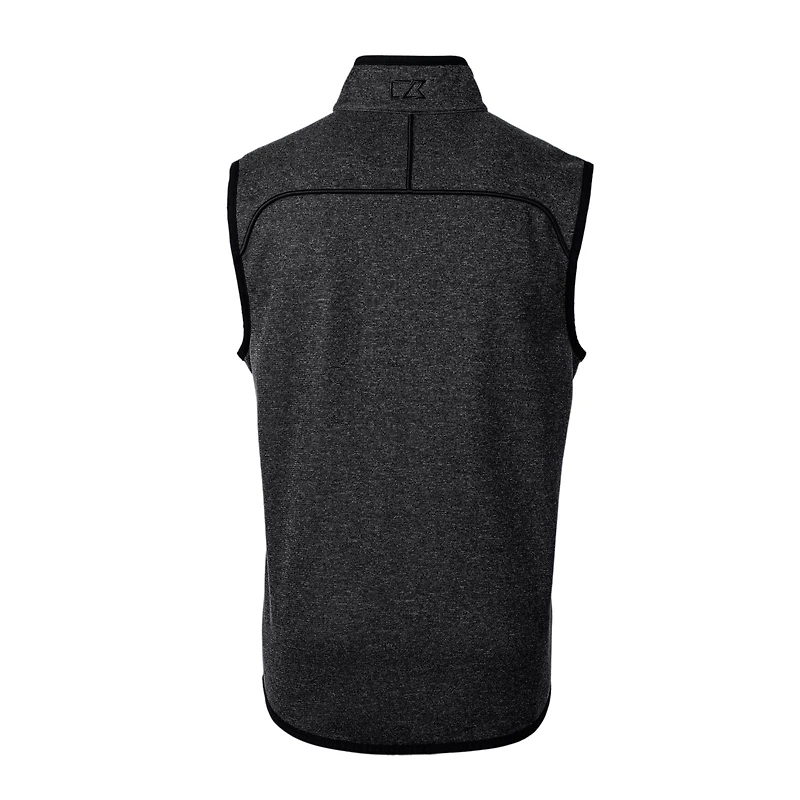 Men's Cutter & Buck Heather Charcoal NC State Wolfpack Alumni Logo Mainsail Sweater Knit Fleece Full-Zip Vest
