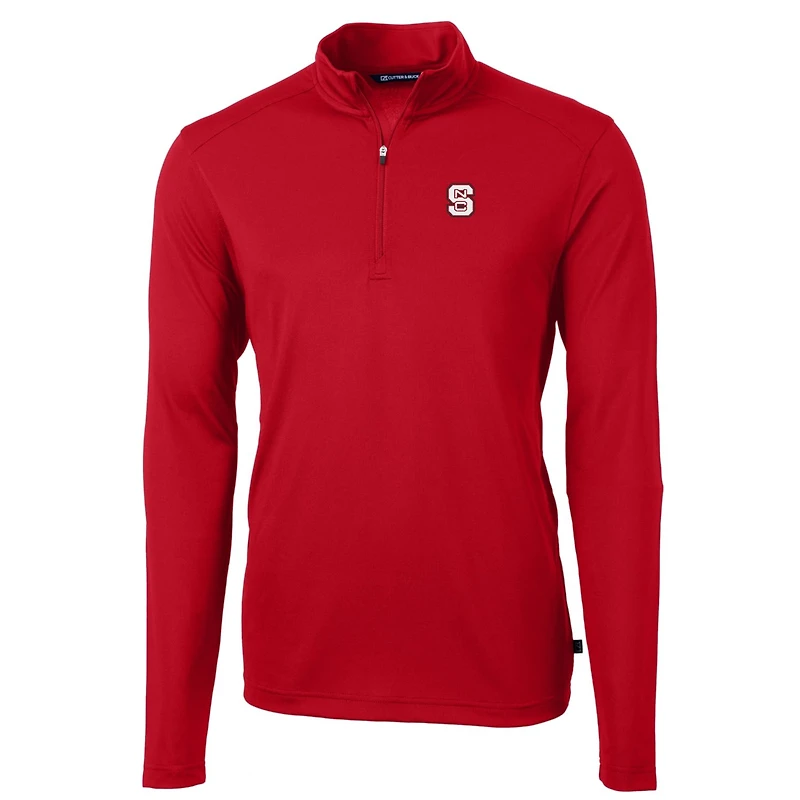 Pull zippé en piqué écologique recyclé pour homme, couleur rouge, Cutter & Buck, NC State Wolfpack, taille grande et