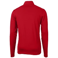 Pull zippé en piqué écologique recyclé pour homme, couleur rouge, Cutter & Buck, NC State Wolfpack, taille grande et